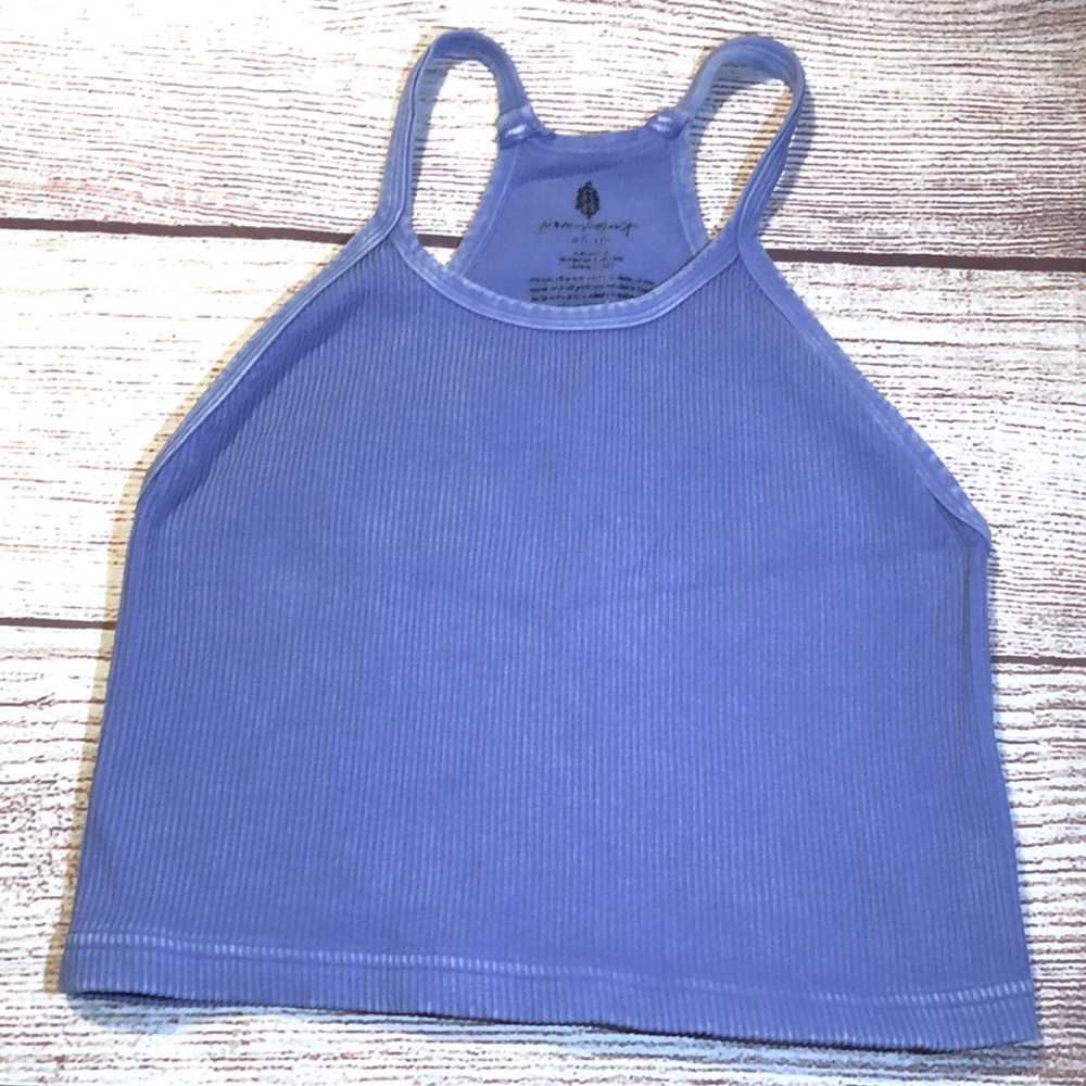 FP Movement by Free People Blue Ribbed Tank Top